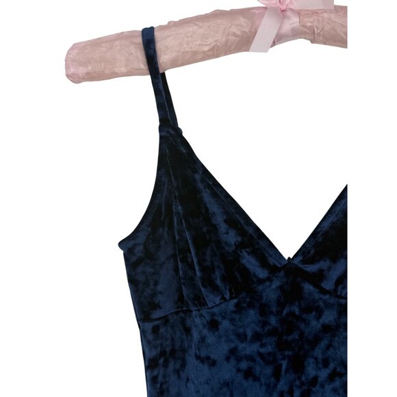 Joe & Elle Crushed Velvet Blue Bodycon Mini Dress • Femme Fatale Siren Vampy Y2K - Picture 4 of 11